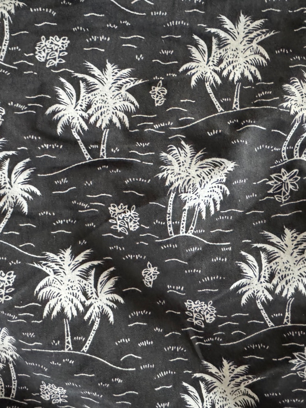 Topman Shorts Mens Black Palm Tropical Tree Print Swim Trunks - Adjustable - 34